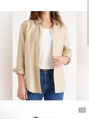 Quince Natural Linen  Button-Down Shirt - Classic Long Sleeve